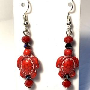 Red Turtle Earrings